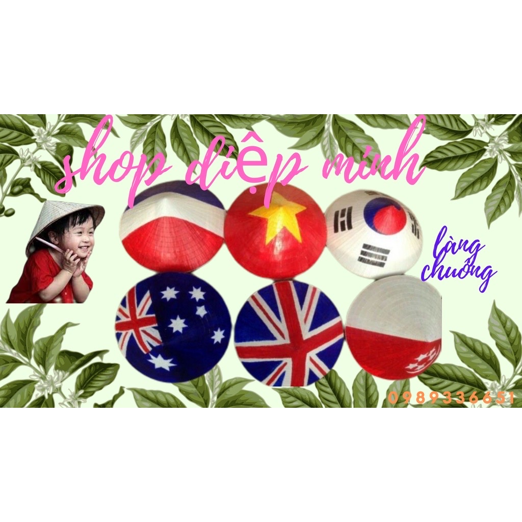 Nón lá cờ nón quốc kỳ việt nam các nước bền đẹp giá rẻ đi từ 5 cái đặt hàng theo yêu cầu