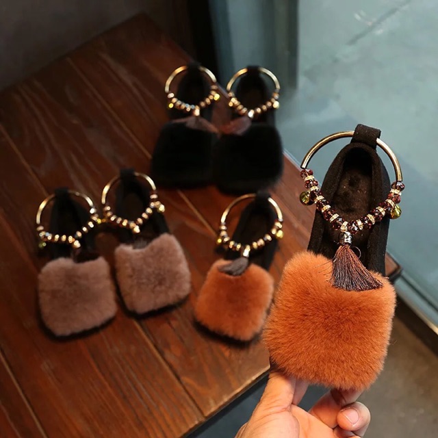 Order Giày lông hạt cườm cho bé gái