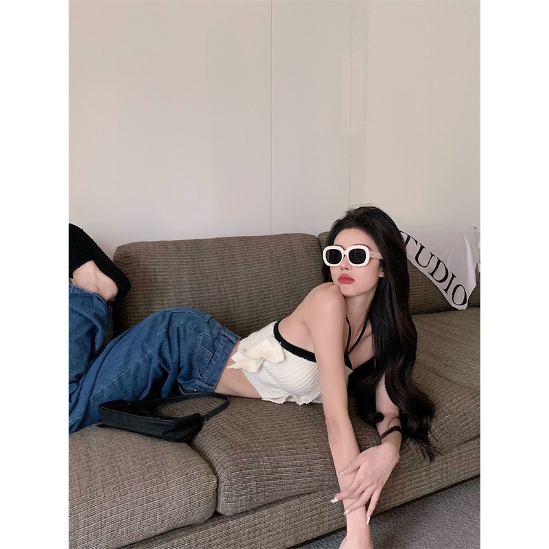 Áo Len Dệt Kim Hai Dây Dáng Ôm Phong Cách Hàn Quốc Thời Trang Mùa Hè Hàng Mới Dành Cho Bạn Nữ 2022