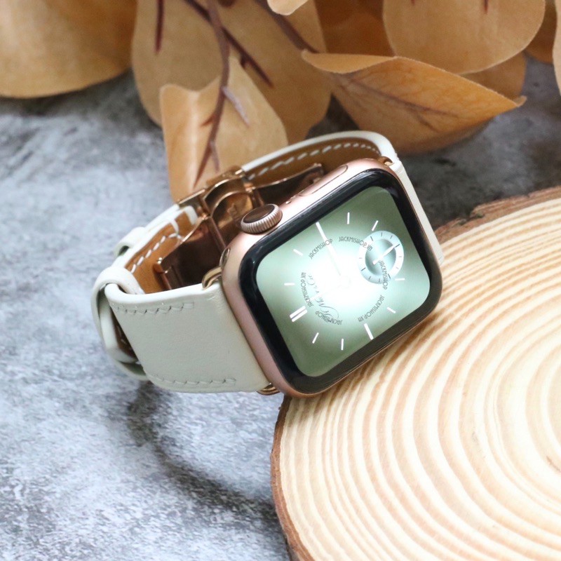 [BẢO HÀNH 1 NĂM] Dây Da BÊ SWIFT may tay thủ công màu Kem khóa Bướm cho Apple Watch series 1/2/3/4/5/6/7