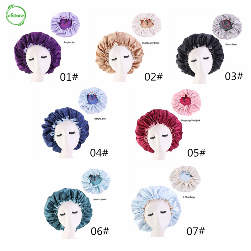 [Hàng mới về] Mũ trùm tóc bằng lụa satin màu trơn tùy chọn có thể điều chỉnh