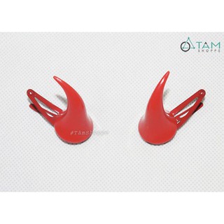 Set 02 kẹp tóc sừng quỷ màu đỏ trơn HLW-KT-01 TAN
