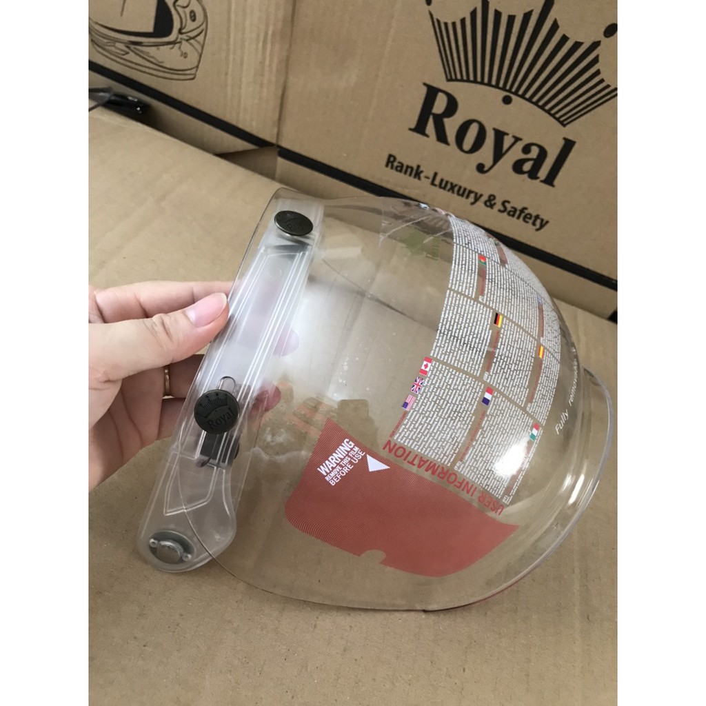 KÍNH BUBBLE ROYAL GẮN NÓN 3/4-KÍNH LOẠI TỐT GỌNG TRẮNG