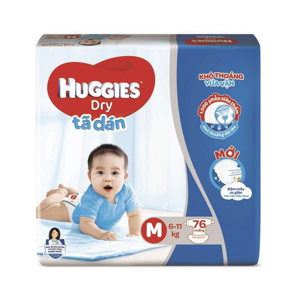 Bỉm Huggies M cực đại 76 miếng