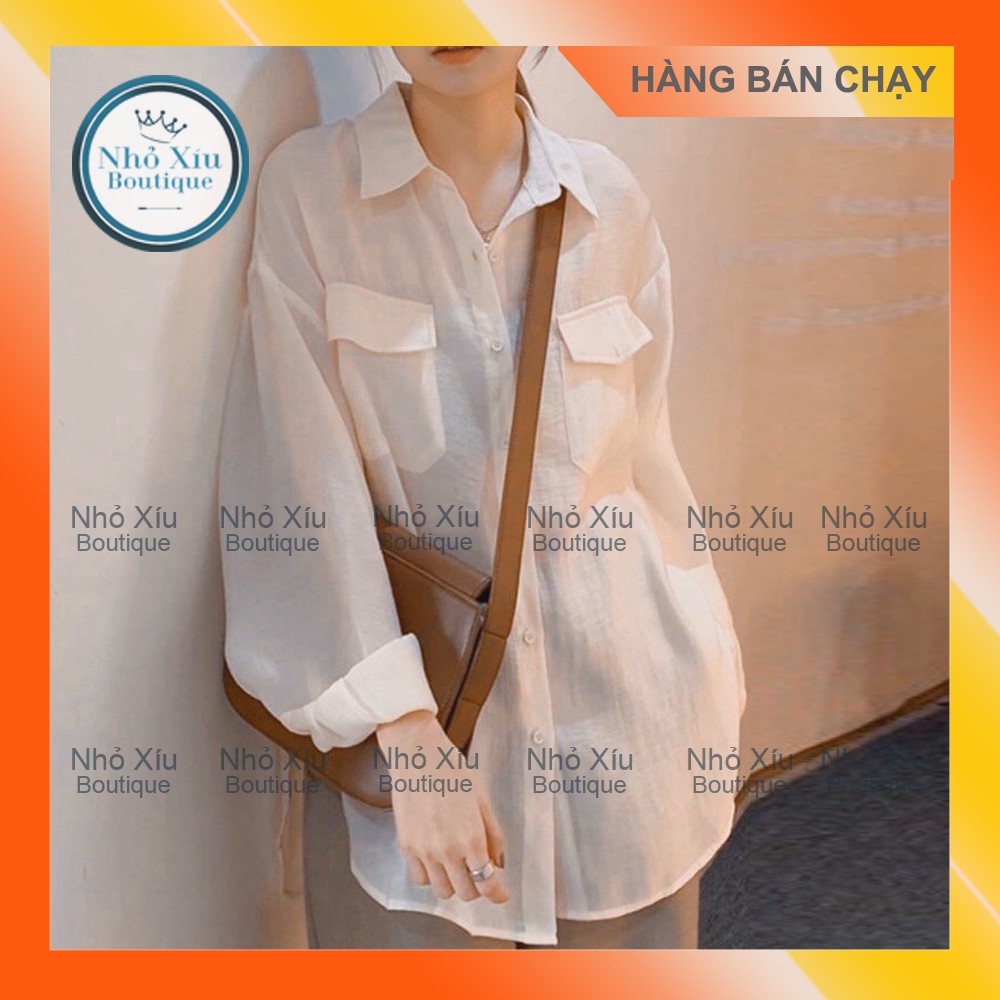 Áo Sơ Mi Nữ Trắng Form Rộng Vải Đũi Lạnh [HÀNG BÁN CHẠY]