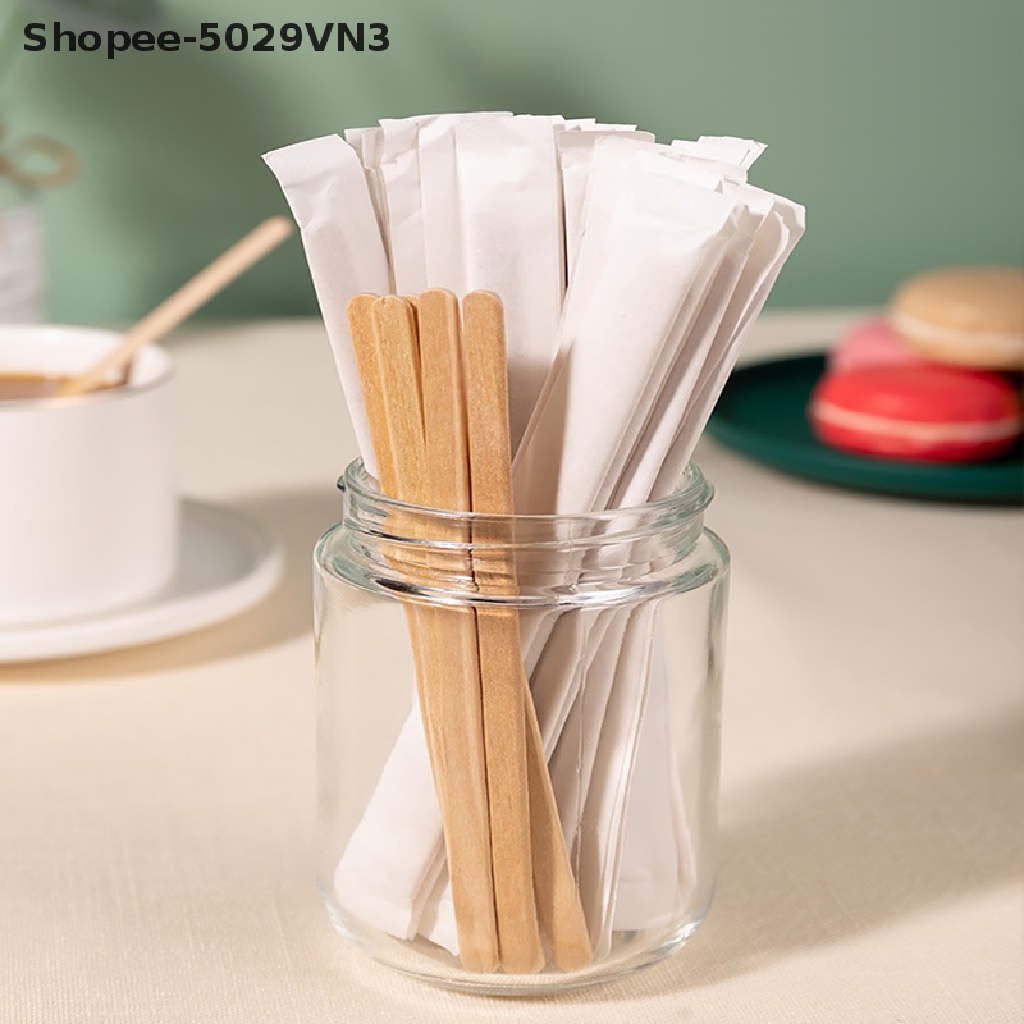 Set 100 Que Khuấy Trà / Cà Phê Bằng Gỗ Tự Nhiên Dùng Một Lần 5029VN3