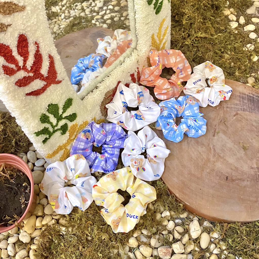Kẹp tóc nơ và dây buộc tóc scrunchies đỏ anh đào / kẻ caro, phong cách cổ điển Pháp