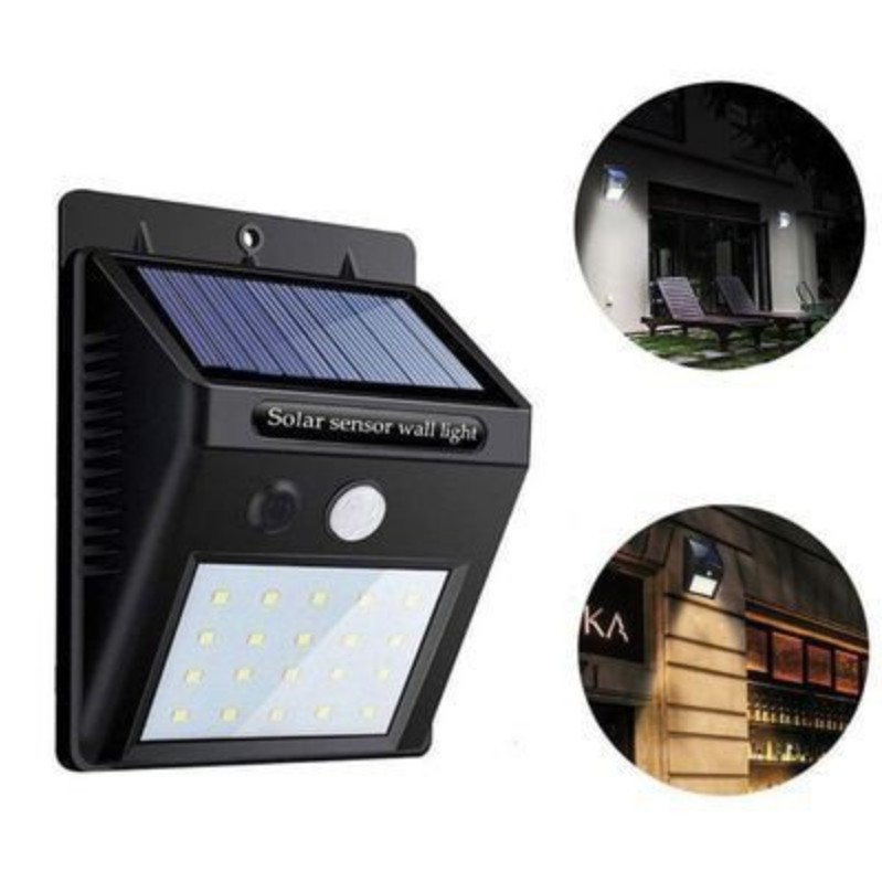 Đèn led cảm biến hồng ngoại năng lượng mặt trời Solar sensor Wall light siêu sáng tự động 3 chế độ sáng