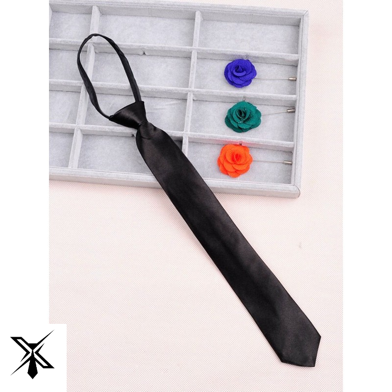 Cà vạt học sinh nam nữ kéo khoá bản nhỏ 5cm x 35cm