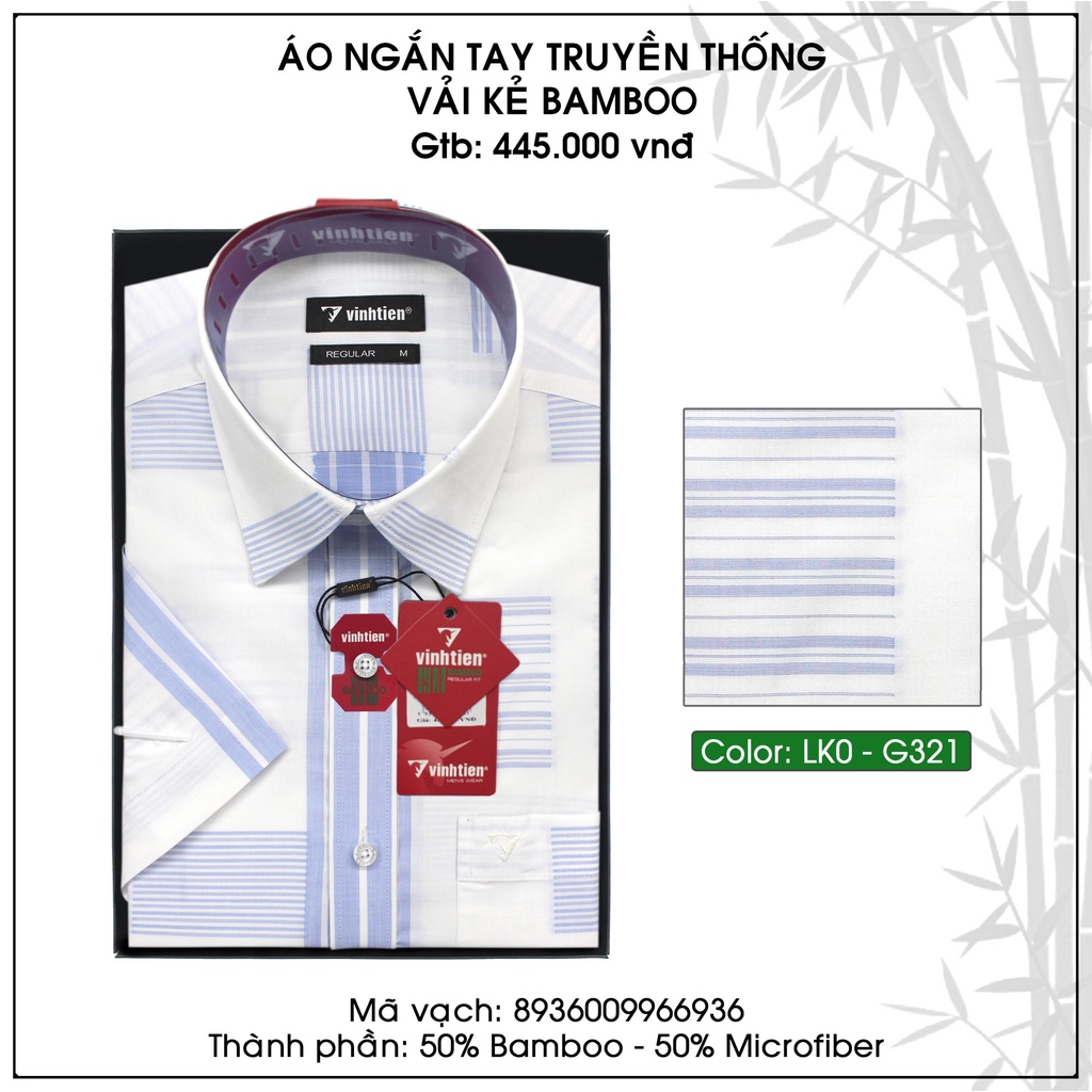 Áo Sơ Mi Ngắn Tay Caro Vải Bamboo Vạt Ngang Form Regular Vĩnh Tiến 445 - Nhiều Màu