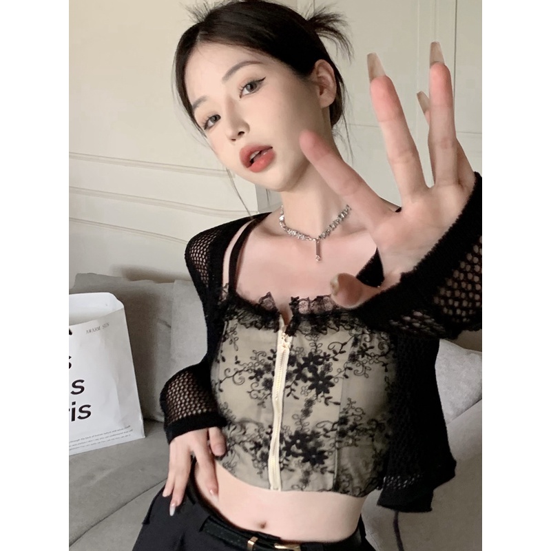 QKOOLE Áo cardigan  dạng đan màu trơn tay dài thời trang phong cách Hàn Quốc