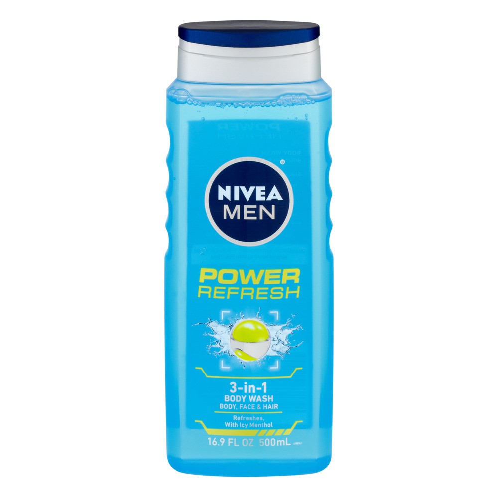 Gel tắm, gội 3 trong 1 cho nam giới NIVEA Men Pure Refresh 3-in-1 Body Wash 500ml (Mỹ)