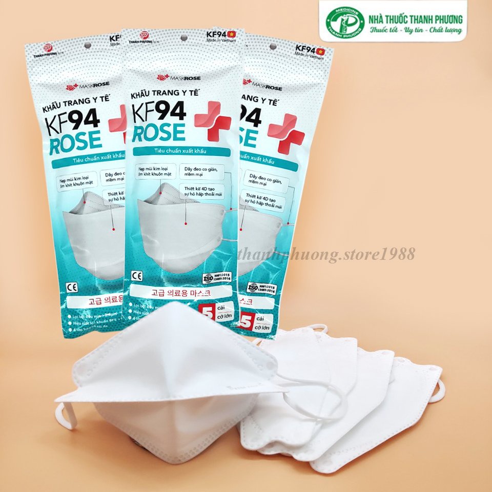 Set 50 Chiếc Khẩu trang 4 Lớp KF94 ROSE Chống Bụi Mịn Và Kháng Khuẩn Hàng Cao Cấp Hàn Quốc