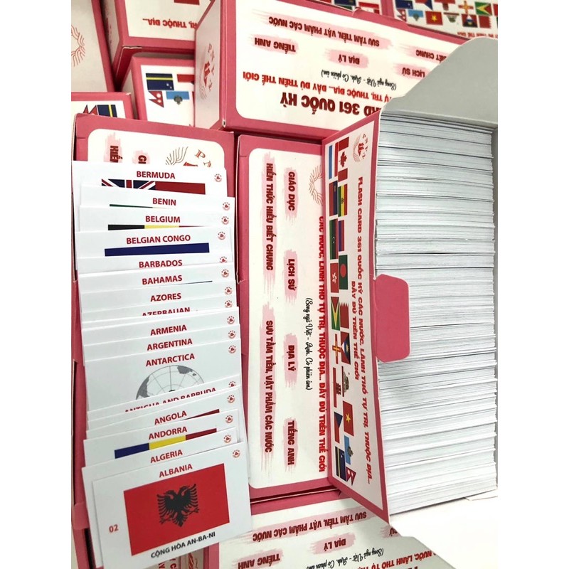 Bộ Flash Card 361 lá cờ quốc kỳ của các quốc gia vùng lãnh thổ