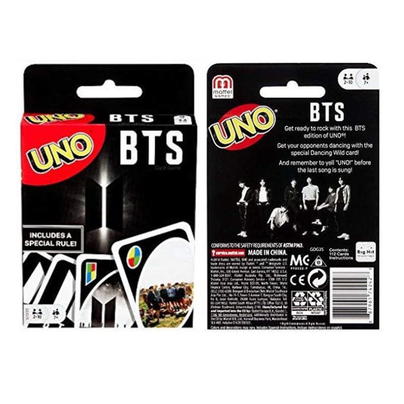 Bộ bài Uno BTS Classic, Wild, Skip Bo, Flip, Phase 10, DOS, thẻ bài BTS, Harry Porter,Super Mario - bìa cứng cao