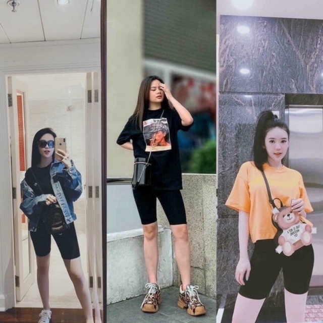 Quần Legging Đùi, Lửng Ngố, Dài Nữ Lưng Cao, Nâng Mông Siêu Co Giãn 4 Chiều Màu Đen Trơn Siêu Hot 432 439