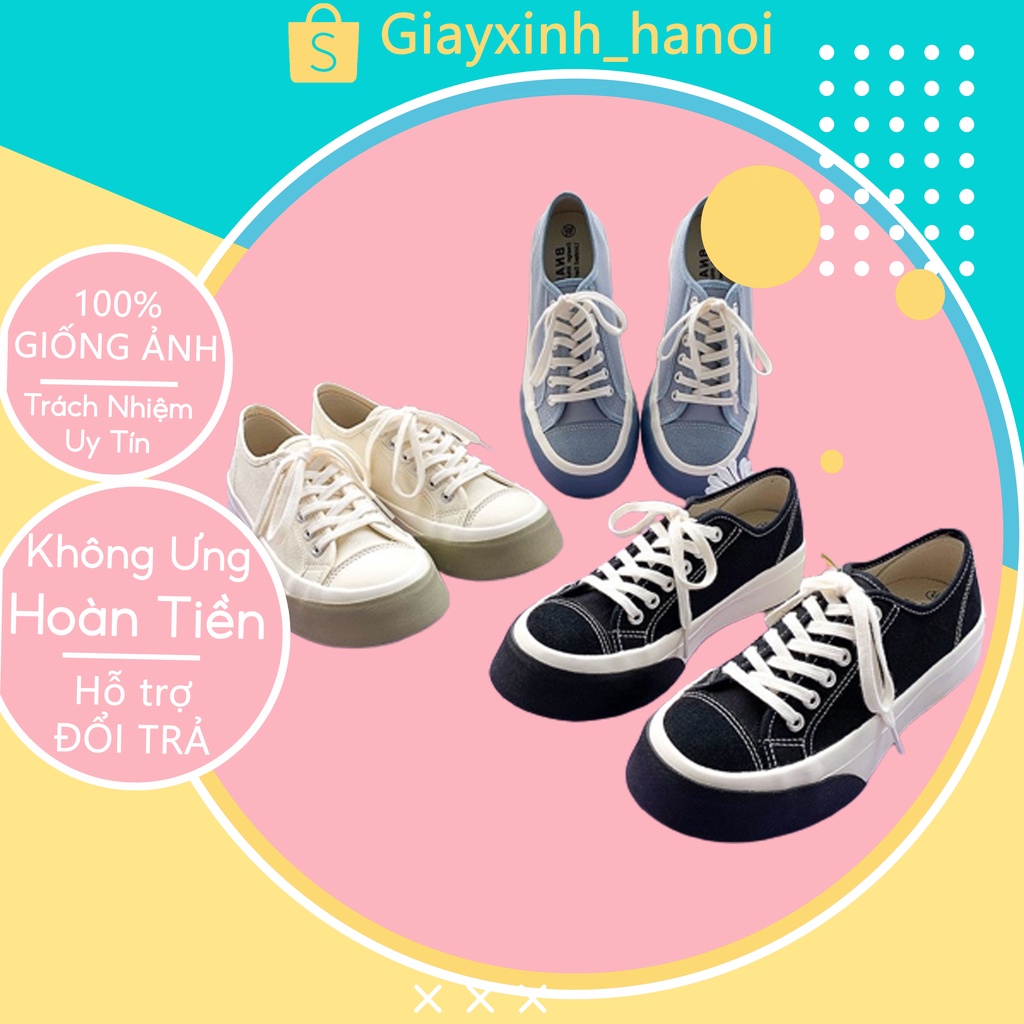 Giày thể thao nữ đế bánh mì, giày thể thao nữ viền màu basic độn đế 4cm hottrend