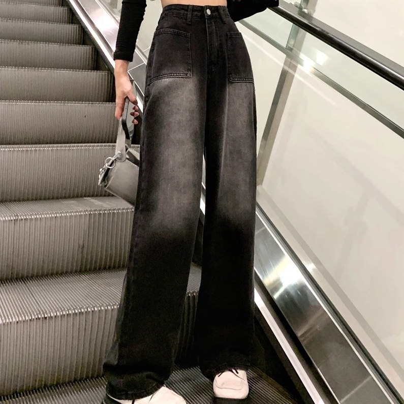 Quần Jeans Nữ Lưng Cao Ống Rộng Thời Trang Hàn Quốc Mới