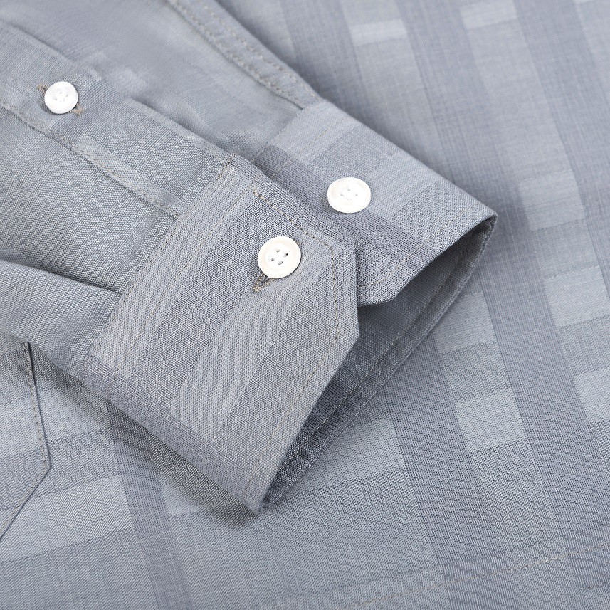 Áo Sơ Mi Nam Công Sở Trung Niên Anton Somianton Dài Tay Màu Xám Ghi Họa Tiết Kẻ Caro - AT202