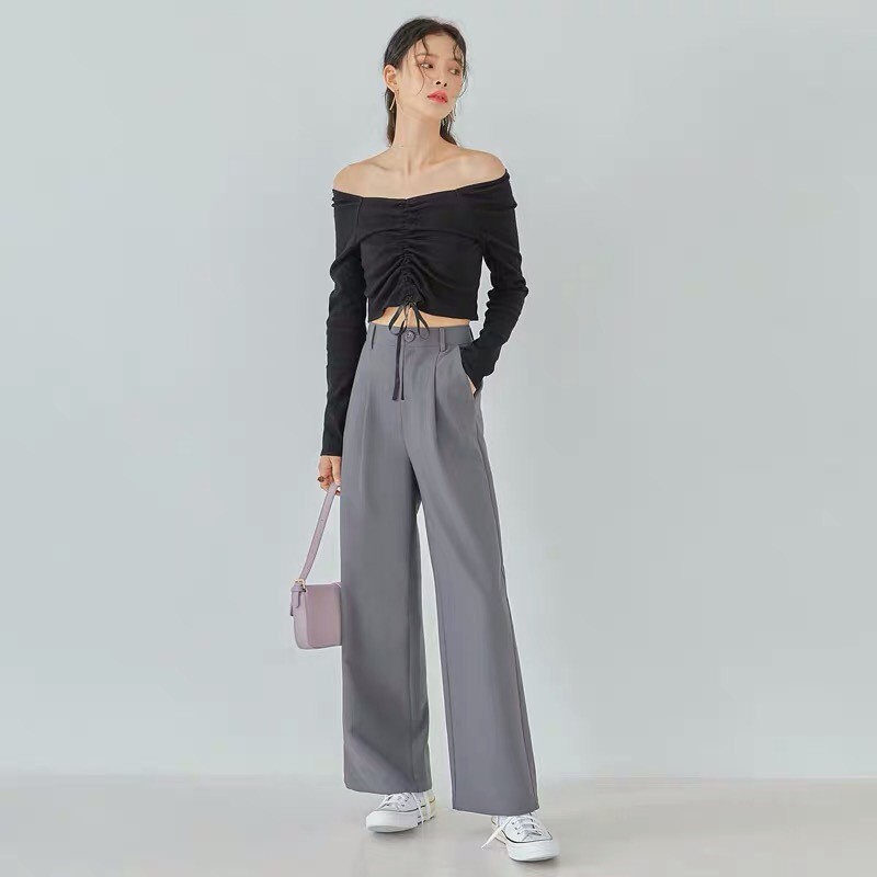 Quần vải Hstyle ống rộng dáng culottes JM10396