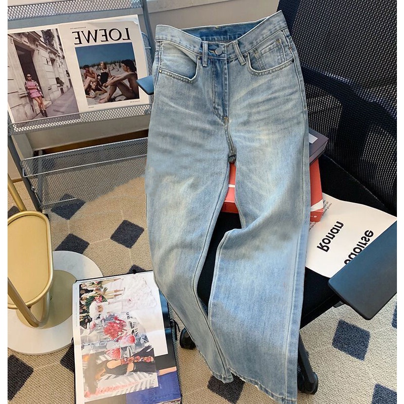 Quần Jean Dài Lưng Cao Dáng Ôm Màu Sắc Tương Phản Thời Trang Mùa Hè Xinh Xắn Cho Nữ