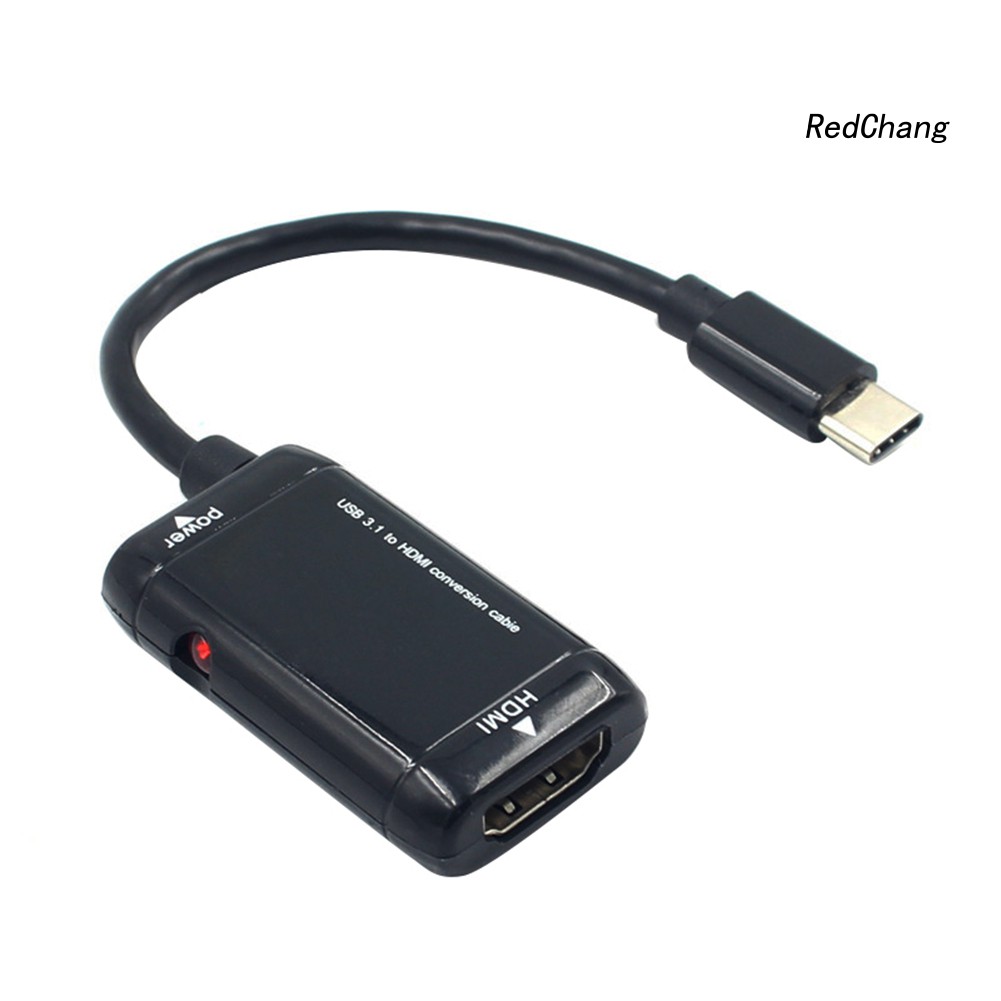 -SPQ- Portable USB 3.1 Type C to HDMI 1080P Adapter Cable Audio Converter for PC HDTV