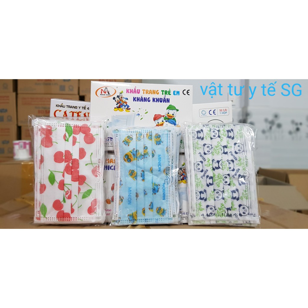 Khẩu trang em bé [5-10 tuổi] 4 lớp kháng khuẩn [hộp 50 cái]