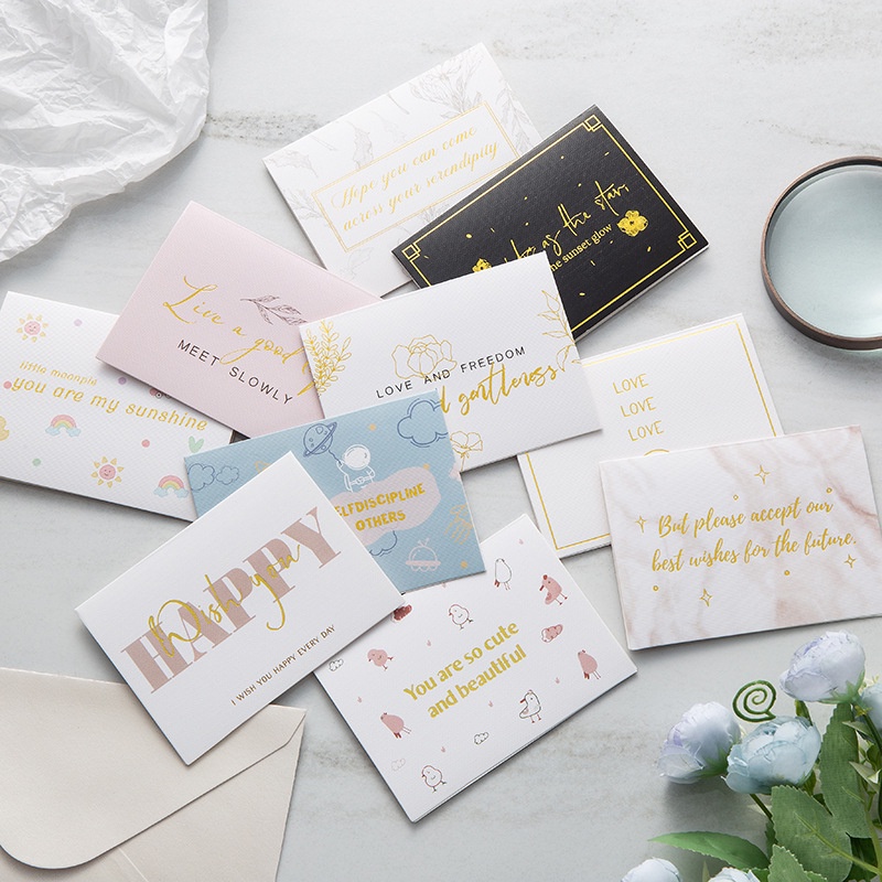 Thiệp chúc mừng, thiệp sinh nhật cảm ơn mẫu Best Wishes 8.5 * 9.7CM Clovershop68
