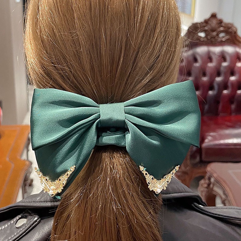 Kẹp Tóc Hình Nơ Lớn Bằng Satin Phong Cách Hàn Quốc Cho Nữ