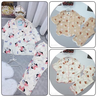 Bộ pyjama tay cộc quần dài lụa Mango siêu mềm