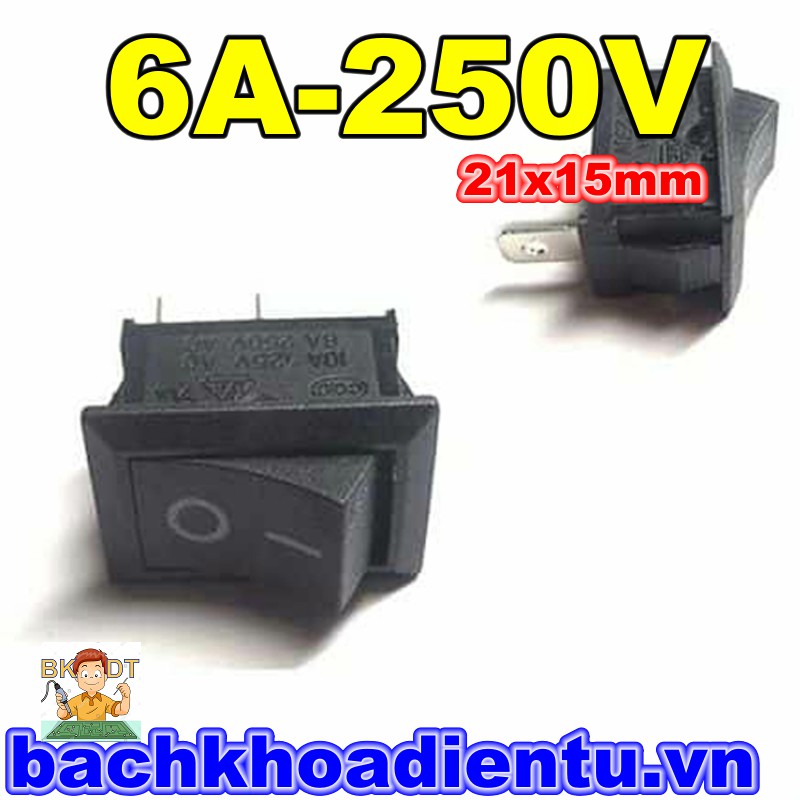 Công tắc bập bênh 2 chân 6A-250V 21x15mm chất lượng tốt
