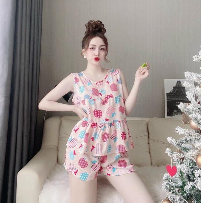 Đồ Bộ Mặc Nhà NADO, Bộ Đồ Nữ Lụa Áo Baby Doll Dún Tầng Quần Cọc Ngắn Đẹp Thời Trang Mát Nhiều Họa Tiết Dưới 60kg | WebRaoVat - webraovat.net.vn