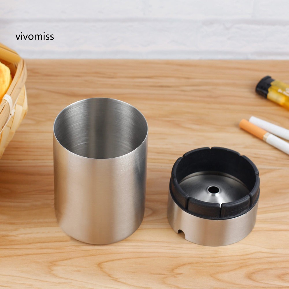 VVMS♥Stainless Steel Car Ashtray Windproof Smoking Cigarette Ash Holder Container