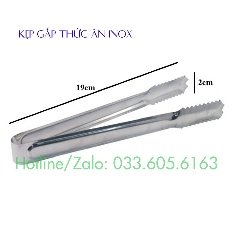 Kẹp gắp thức ăn Inox 19cm - Kẹp gắp đá - Kẹp gắp trái cây