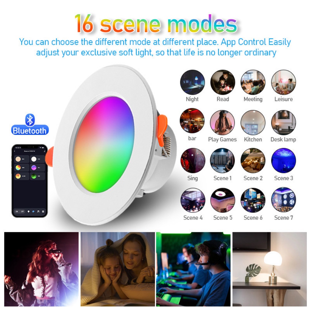 Thông Minh Đèn Downlight Âm Trần Led Wifi Tuya Cuộc Sống Thông Minh Mờ Điểm Bluetooth Đèn Rgb Cw Ww Làm Việc Với Alexa Google Home