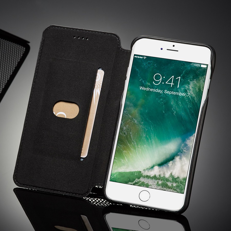 Bao da điện thoại trơn có khóa từ tính bảo vệ toàn diện cho Iphone 7/8/7 Plus/8 Plus | BigBuy360 - bigbuy360.vn