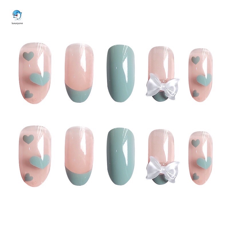 Set 24 móng tay giả đính cham thiết kế đẹp có sẵn keo dán