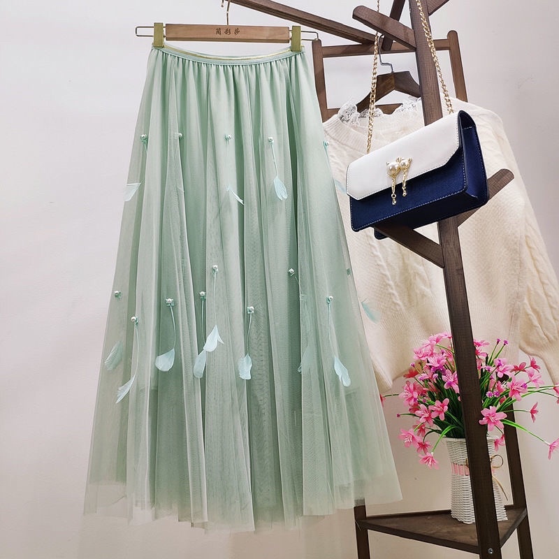 Chân váy ren mềm mại dài 82cm