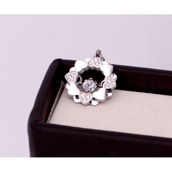 Dây chuyền nữ titan cao cấp hình trái tim đính đá siêu đẹp, bền màu, chuẩn thời trang