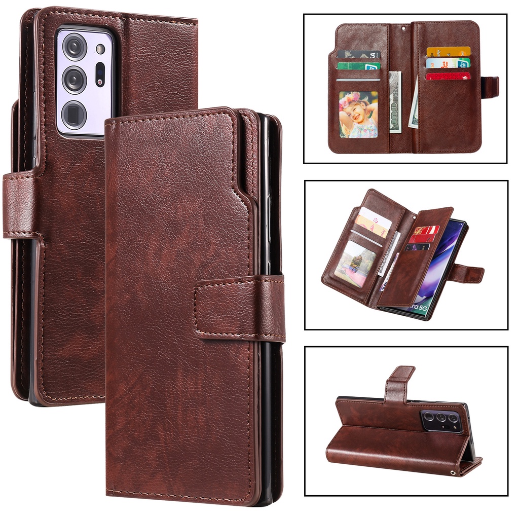 Bao da điện thoại mềm nắp gập dạng ví đựng thẻ cho Samsung Note 20 Ultra Note 10 Note 9 Note 8 Plus Pro 5G