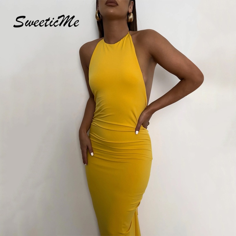Đầm Dáng Ôm Thiết Kế Hở Lưng Phối Bèo Gợi Cảm Hàng Mới SweeticMe