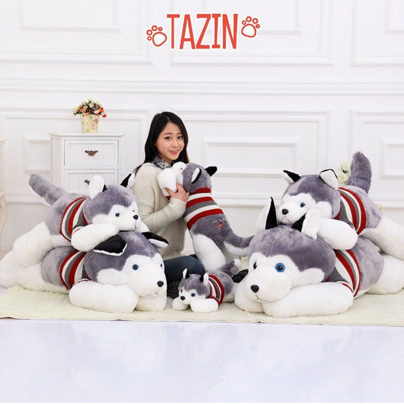 Gấu Bông Chó Husky Áo Len - Thú Nhồi Bông Chó Husky Cao Cấp Tazin