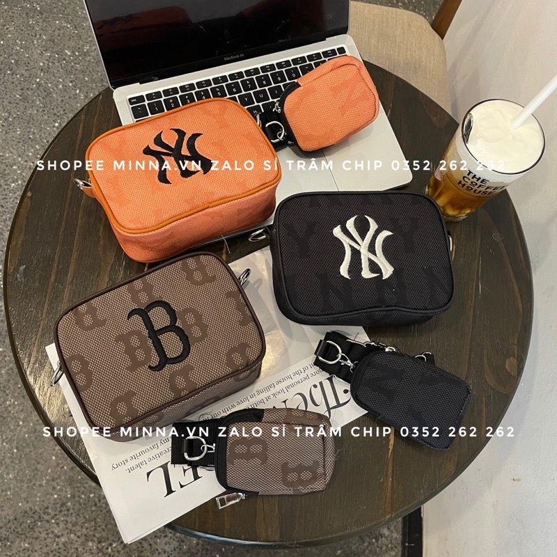 Sét túi đeo chéo phong cách thể thao logo thêu bản màu cam mẫu mới