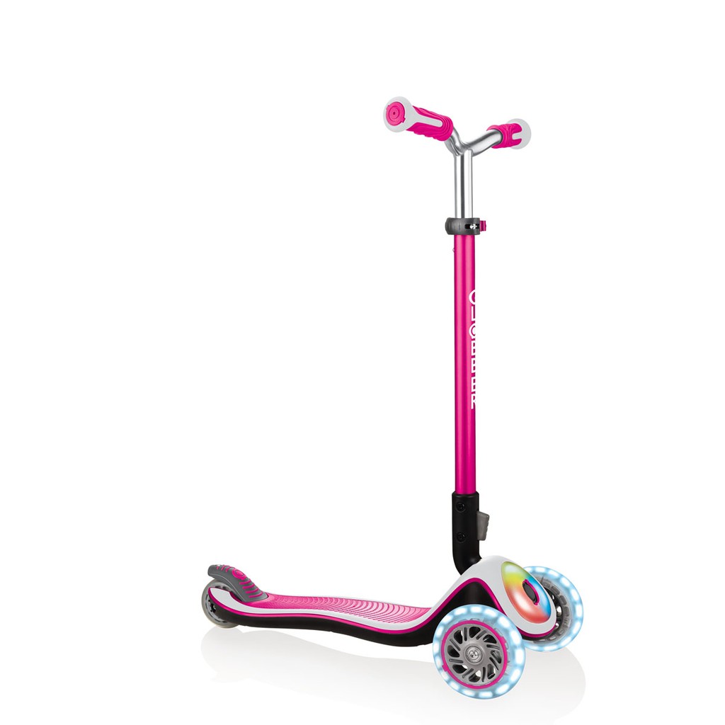 Xe trượt scooter 3 bánh gấp gọn có bánh xe và mặt trước phát sáng Globber Elite Prime cho trẻ em từ 3 đến 9 tuổi - Hồng