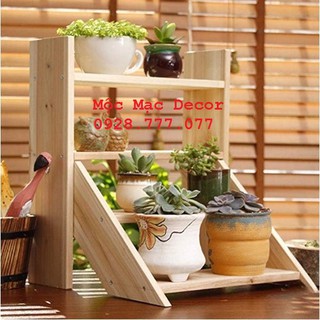 Kệ gỗ trồng cây, sen đá để bàn