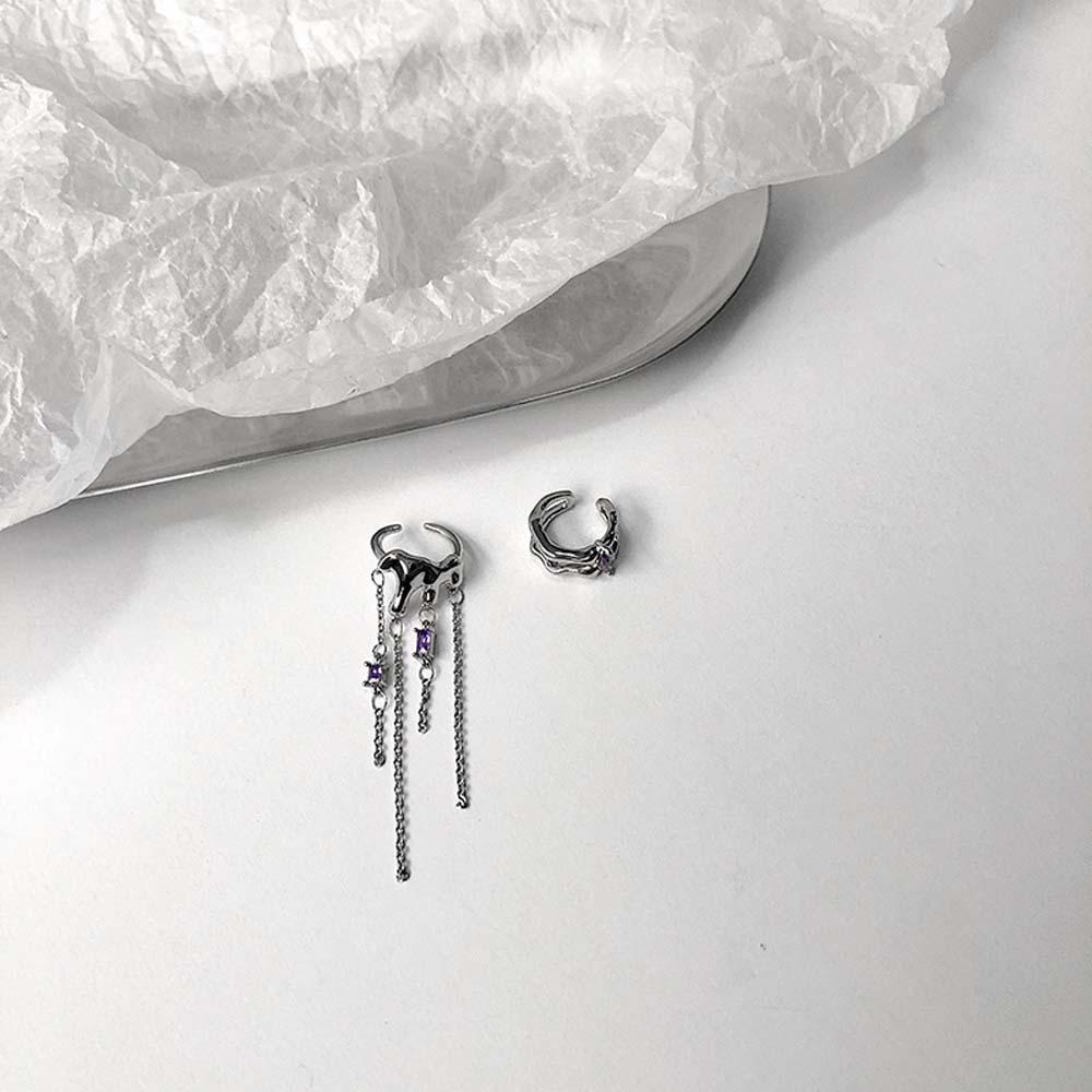 Bông Tai Dạng Kẹp Không Cần Xỏ Lỗ Màu Tím Dành Cho Nữ MXMUSTY|Trang Sức Thời Trang Kiểu Đơn Giản