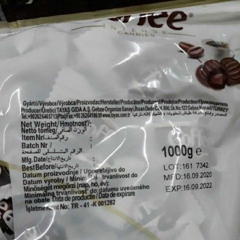 Gói kẹo multi fruit vị cà phê loại 1kg date 9/2024