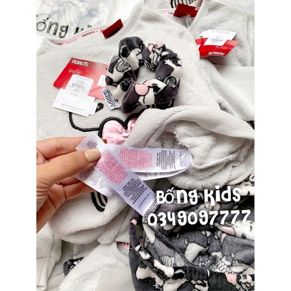 Bộ Bông Bé Gái Snôpy Ghi Đen PR