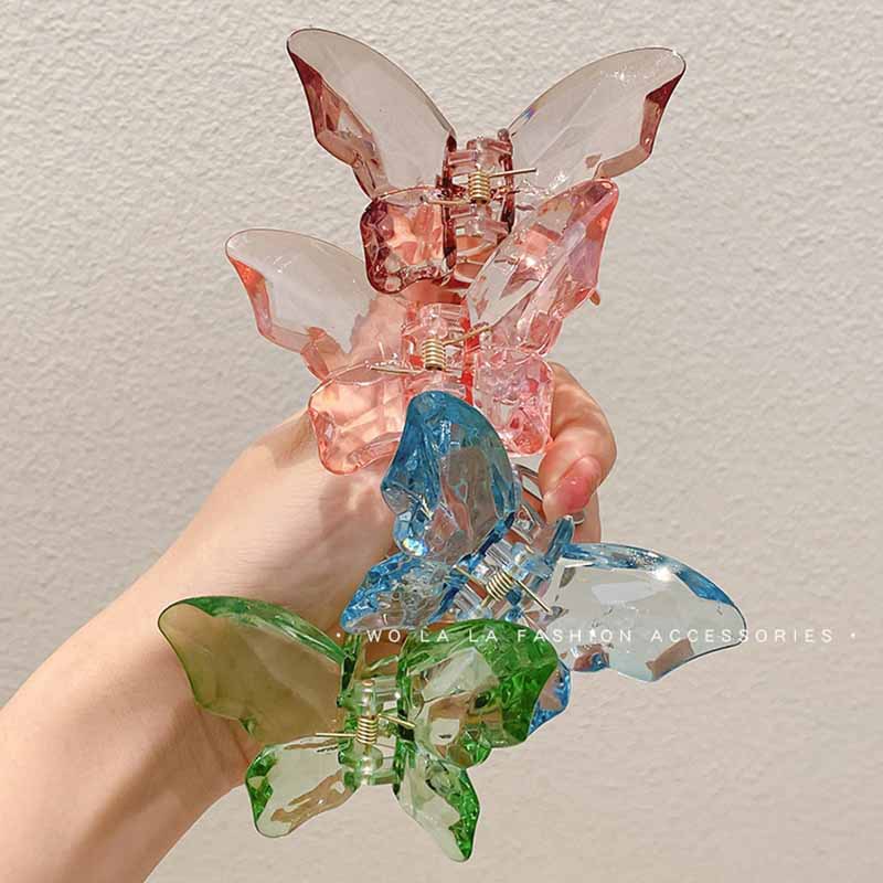 Kẹp Tóc Hình Bướm Ba Chiều Trong Suốt Đính Đá Pha Lê Thời Trang Hàn Quốc