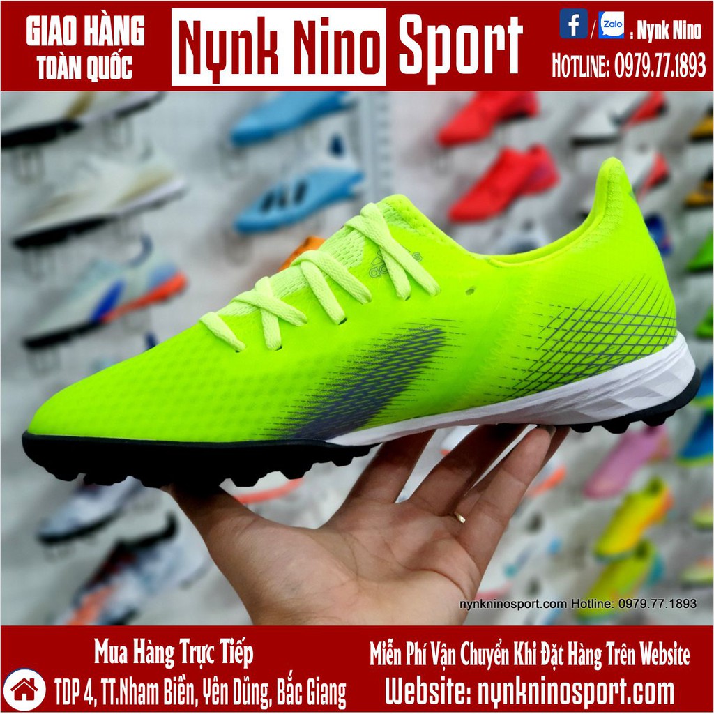 Giày Bóng Đá Adidas X Ghosted.3 Xanh Lá Vạch Tím HQ TF